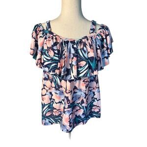 Raisins Curve Womens Off-Shoulder Tortuga Swim Tankini Size 18W